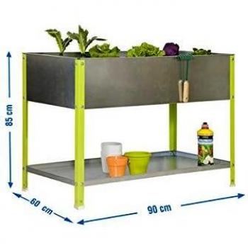 SimonRack G07100220290602 - Huerto urbano, 140 l, 85 x 90 x 60 cm, color verde/galvanizado