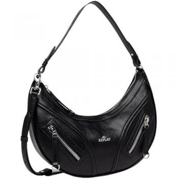 Replay Women's Shoulder Bag 34 cm - Black Polyurethane