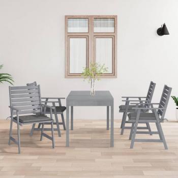 Sillas de comedor al aire libre con almohadas 4 piezas de acacia de madera maciza