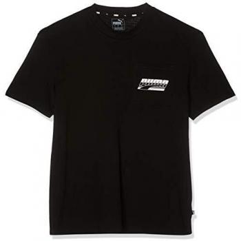 PUMA Rebel Pocket tee Camiseta, Hombre, Cotton Black, S