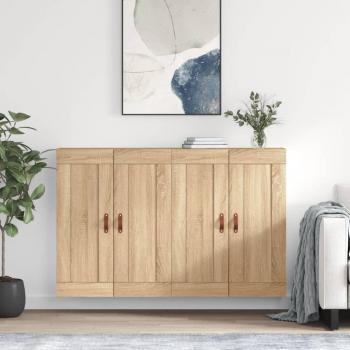 Armarios de pared 2 uds madera de ingeniería roble Sonoma multicapas