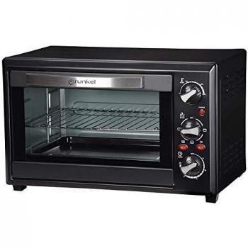 Grunkel - HR-28N RM - Horno eléctrico multifunción de sobremesa de 28l con 3 funciones de calor y selector de temperatura hasta 230ºC. Temporizador hasta 60 min y accesorios incluidos - 1600W - Negro