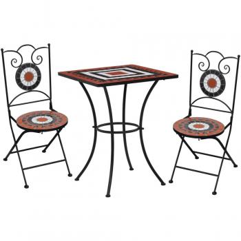 Sonata Bistro Set 3 Piece Ceramic Tile Mosaic Terracotta and White