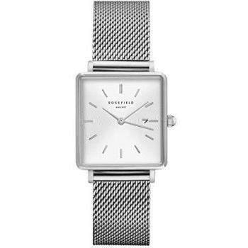Rosefield womens watch the boxy white dial sunray mesh silver strap sunray silver square case qwssq02