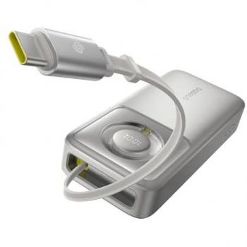 Powerbank Baseus Free2Pull 20000mAh 65W USB-C con cable integrado Gris