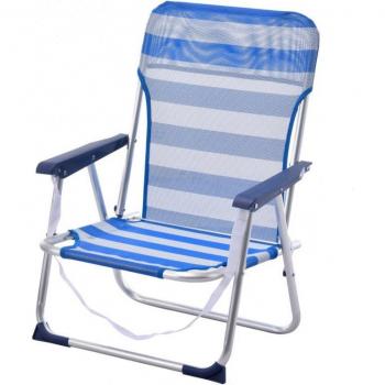 Silla de Playa Baja Plegable con Respaldo Fijo de Aluminio