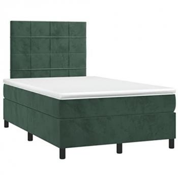 Cama box spring con colchón de terciopelo verde oscuro 120x190 cm