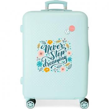 Maleta Mediana Movom Never Stop Dreaming rígida 65cm turquesa
