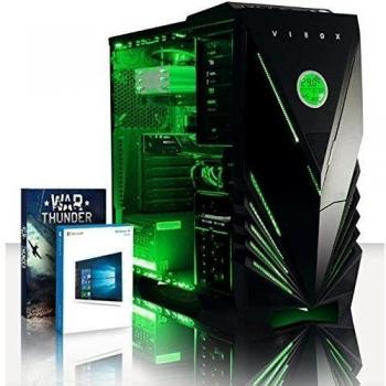 VIBOX Gears 37 - 3,9GHz Intel i5 Quad Core CPU, RX 460 GPU, Extremo, Ordenador de sobremesa para oficina Gaming con unidad central, Windows 10, Iluminaciàn interna verde