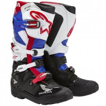 Alpinestars Botas de Cross Honda Tech 7 Enduro Drystar Impermeables Negro-Blanco-Azul-Rojo (Tallas 45-46)