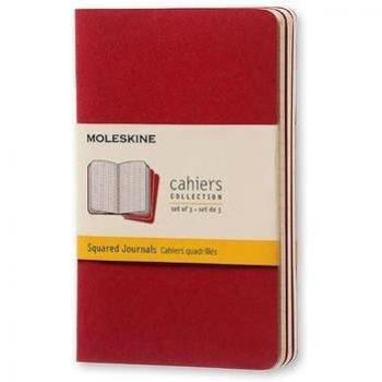 Moleskine Cahier - Set de 3 cuadernos cuadriculados de tamaño bolsillo, color rojo arándano