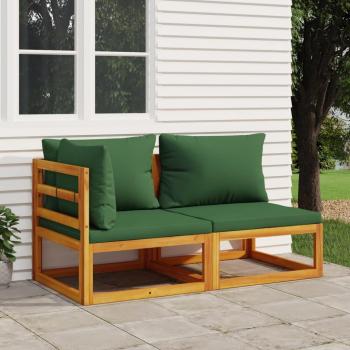 vidaXL 2-Piece Acacia Wood Garden Sofa Set with Cushions