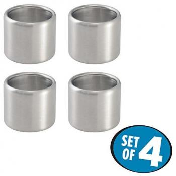 mDesign Servilleteros individuales para decoración de mesa – Práctico juego de 4 porta servilletas de acero inoxidable pulido – Para servilletas de tela o papel