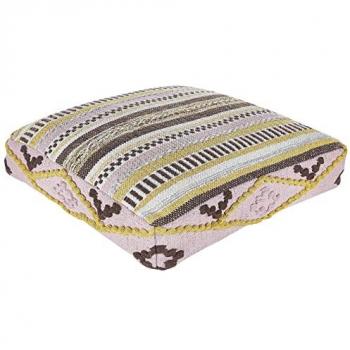 Puf de Suelo Geométrico Multicolor en Algodón 60 x 60 x 12 cm Estilo Boho Moderno