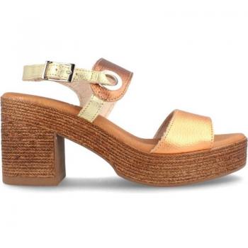 Sandalia de piel para mujer con tacón alto Bangui Combi Naranja de Marila Shoes