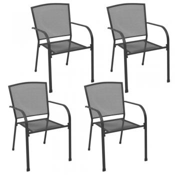 vidaXL Outdoor Chairs 4 pcs Mesh Design Anthracite Steel