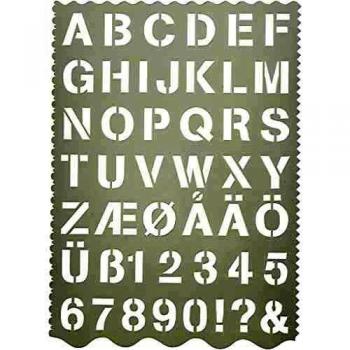 Plantilla de formas, hoja 21x29 cm, A. 2,6 cm, Letras y nÃºmeros, 1ud