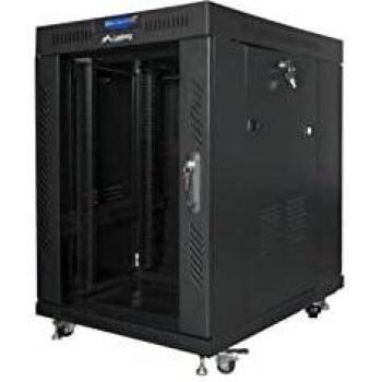 Lanberg 19 15U Free-Standing Rack Cabinet with Glass Door, Flat Pack, Black