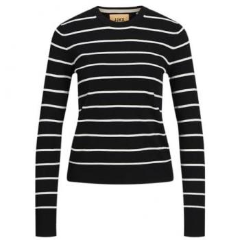 Jersey de punto fino y rayas para mujer Jack & Jones Cara Comfy Jjxx, negro/stripes/cloud dancer, talla XS