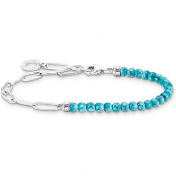 Thomas Sabo Charm Club Turquoise Pearls Bracelet A2099-404-17 - Size 17cm - Sterling Silver/Turquoise Unisex