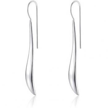 MetJakt - Pendientes de plata de ley 925 estilo retro, étnico, bohemio, con gancho largo, para mujer.