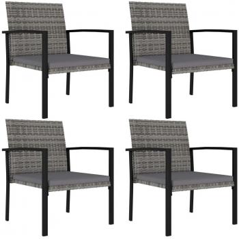 4-Piece Grey Poly Rattan Garden Dining Chair Set