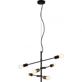 Lámpara colgante Estar de Lindby, 6 luces, estilo vintage en negro, fabricada en metal, adecuada para salón y comedor, con portalámparas E27