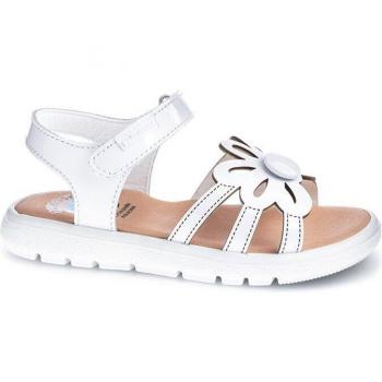 Sandalias Pablosky para niña en piel blanco con cierre adherente y suela antideslizante