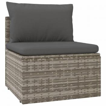 Poly Rattan Garden Middle Sofa with Cushion - Grey 57x57x56 cm
