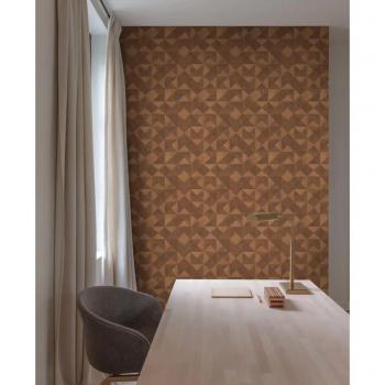 Papel de Pared Noordwand Topchic Graphic Shapes Facet Naranja Metalizado, Revestimiento Mural Decoración Hogar, Diseño Geométrico, Color Orange y Gris