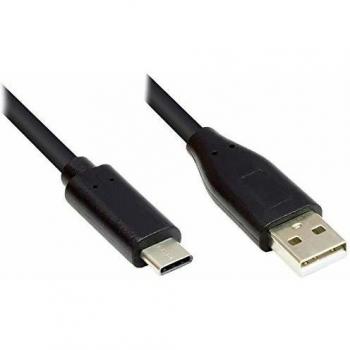 Cable USB 2.0 de 2m, conector USB-C a conector USB-A, color negro