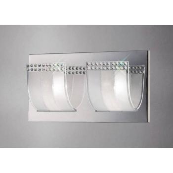Aplique de pared empotrado Charis con interruptor de 2 luces en cromo pulido, vidrio y cristal