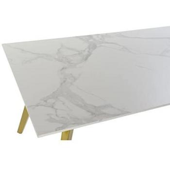 Mesa de Comedor DKD Home Decor Cerámica Dorado Metal Blanco 160 x 90 x 76 cm