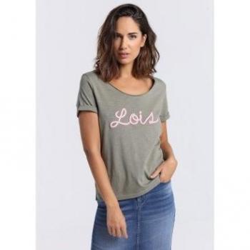 Camiseta de manga corta Lois Jeans para mujer en color verde