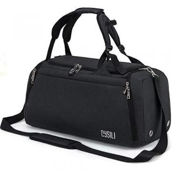 CySILI Bolsa de Deporte con Compartimento para Zapatos y Bolsillo Mojado, Bolsa de Gimnasio Impermeable para Hombres y Mujeres, Viaje Duradero con Cerradura de combinación