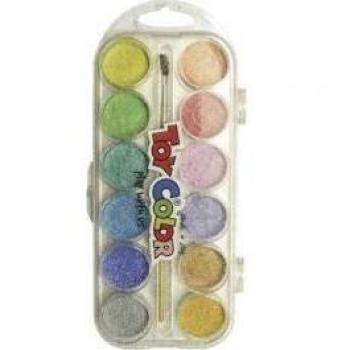 Acuarelas Toy Color Perlescentes 12 Pastillas 30 mm