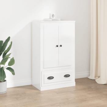 Aparador de madera contrachapada blanco brillo 60x35,5x103,5 cm - Mueble de Almacenaje de Salón, Buffet para salón, Armario Auxiliar, Armario de Almacenamiento