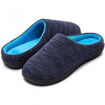 RockDove Ladies' Original Two-Tone Memory Foam Slipper, Size 5/6 UK Women, Denim and Sky Blue