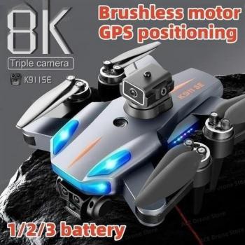 Drone K911 SE GPS 4K Profesional con Evitación de Obstáculos, Cámara DualHD 8K, Motor Sin Escobillas 5G, Quadcopter Plegable, Regalos y Juguetes (2 Baterías