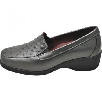 Zapatos para Plantillas Lumel Mocasines de Mujer con Elásticos en el Empeine Muy Ancho Color Gris CannaFucile