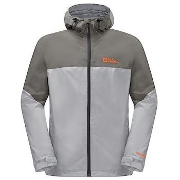 Chaqueta impermeable con capucha Jack Wolfskin Weiltal 2L para hombre, color verde gris claro, talla S