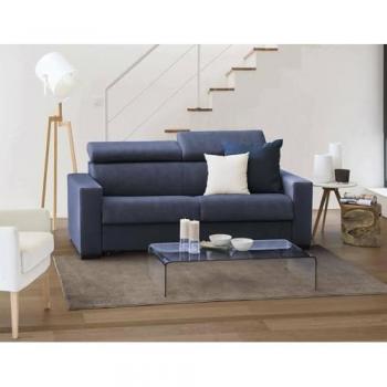 Sofá Fijo 2 Plazas Leila - Tela Acolchada, Reposacabezas Ajustable, Reposabrazos Estándar, 100% Made in Italy