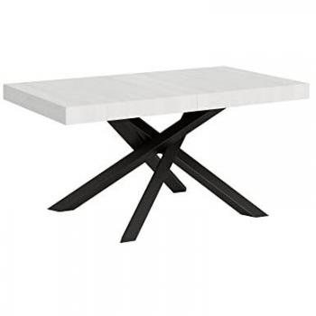 Mesa extensible Volantis 90x160/420 cm Blanco Fresno con estructura Antracita