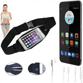 Cinturón de bandolera bolso de la cintura bolsa para ZTE Blade V7, negro + auriculares. Aptitud del deporte de la cubierta a prueba de lluvia Ejercicio corriente - K-S-Trade