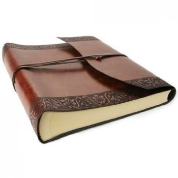 LEATHERKIND Fiore çlbum de Fotos de Cuero Reciclado, Grande Casta–o - Hecho a Mano en Italia
