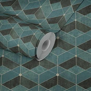 Titanium 3D Geometric Wallpaper, Textured Effect, 0.53 x 10.05 m