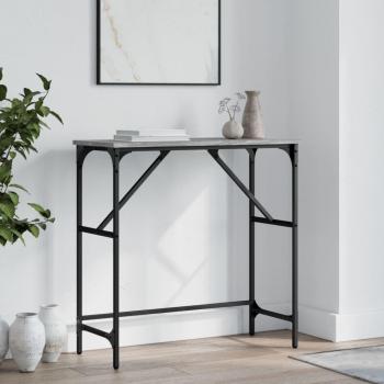 Mesa consola de madera de ingeniería 75x32x75 cm en color negro, roble sonoma y roble ahumado, ideal como mesa de sofá o mesa de entrada para salón y recibidor