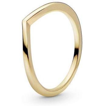 Anillo Brillante Deseo Clásico Pulido de Pandora, Diseño de Hueso de la Suerte Chapado en Oro de 14 Quilates, Talla 48