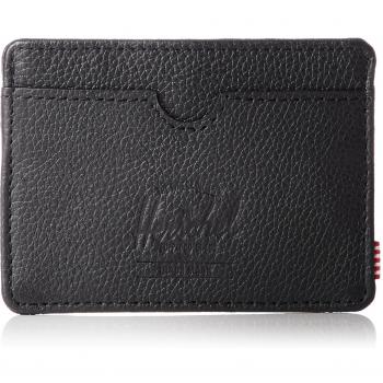 HERSCHEL 10360-01885 Charlie Leather RFID Black Pebbled Leather Unisex - Adulto Cartera Talla única, Black Pebbled Leather, Talla única, Cartera