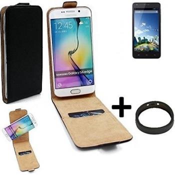 TOP SET: Caso Smartphone para Kazam Trooper 2 5.0 cubierta del estilo del tirón 360°, negro + anillo protector, cubierta del tirón - K-S-Trade